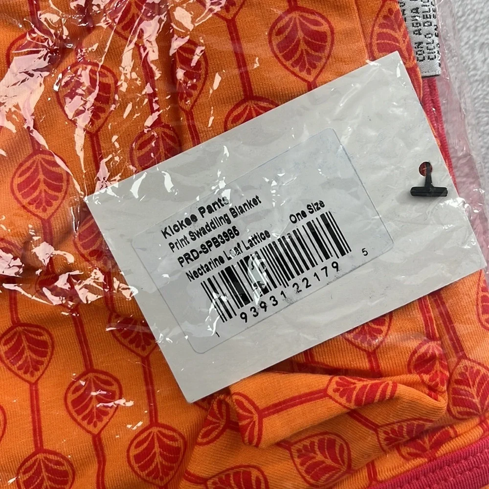 NWT Kickee Pants Bamboo Swaddle Baby Blanket Orange Nectarine‎ Leaf Lattice